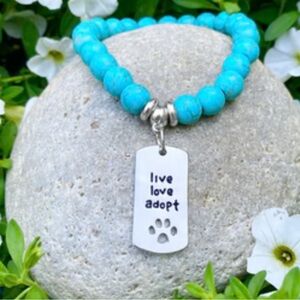 Silver Turquoise beaded Pets Furry Friend Bracelet, beads, alloy metal